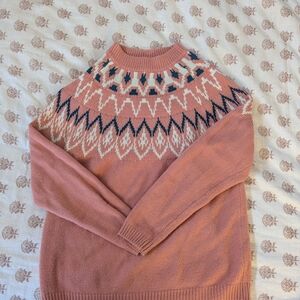Women’s Fair Isle Crewneck Sweater - Pink